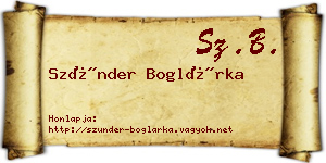 Szünder Boglárka névjegykártya